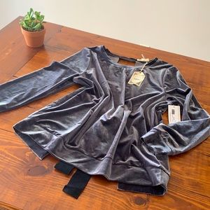 Velvet scoop-neck open back sweater